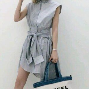 DIESEL TEKNO RAVERS Sleeveless Asymmetrical Striped Dress